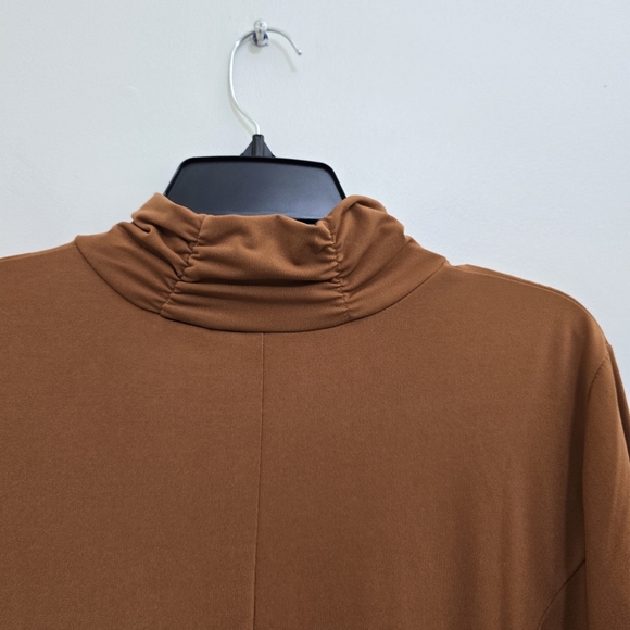 SUSAN GRAVER size Large Liquid Knit 3/4 Sleeve‎ Mock Neck Keyhole Tunic Copper - Picture 8 of 12